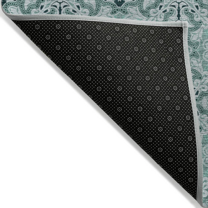 Start2Finish Chantille ACN783 teal 10x14 rug with intricate pattern, soft texture, and vibrant teal color.
