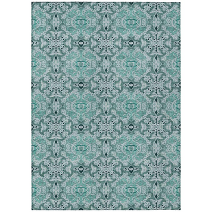 Start2Finish Chantille ACN783 teal 8x10 rug with intricate pattern, soft texture, and vibrant teal color for stylish home decor.