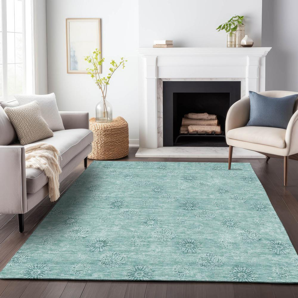 Start2Finish Chantille ACN789 teal 8x10 rug with intricate pattern, plush texture, and vibrant color for stylish home decor.