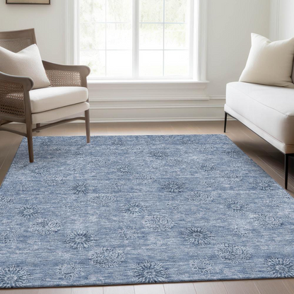 Start2Finish blue Chantille ACN789 8x10 rug with intricate pattern and soft texture, ideal for living room or bedroom decor.
