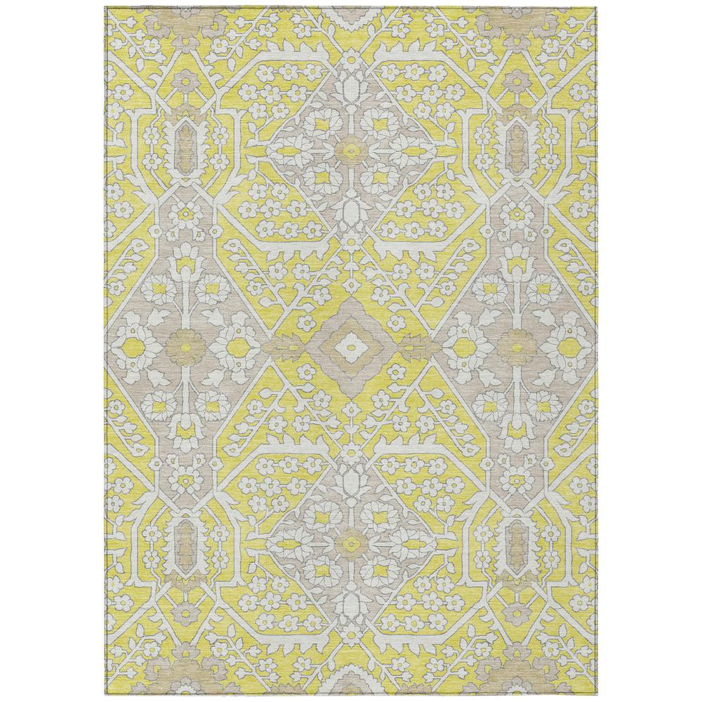 Start2Finish Chantille ACN863 gold 8x10 rug with intricate pattern and soft texture, perfect for living rooms and bedrooms.