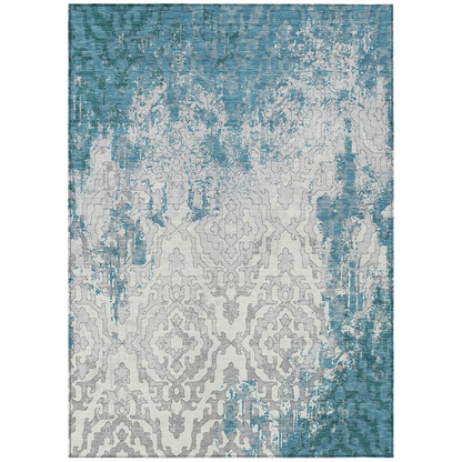 Start2Finish teal Chantille ACN864 rug, 8x10 feet, featuring soft fabric and elegant design for living room or bedroom decor.