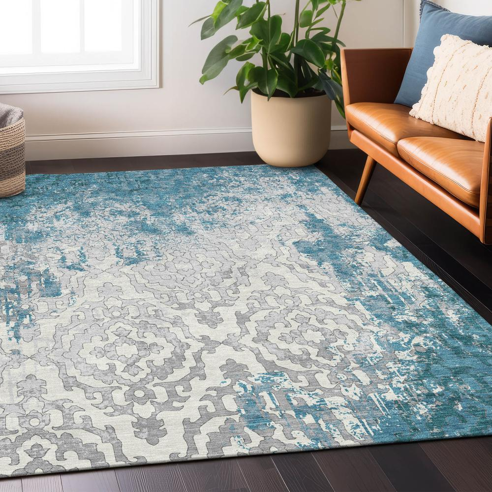 Start2Finish Chantille ACN864 teal 8x10 rug with intricate pattern and soft texture, perfect for living room or bedroom decor.