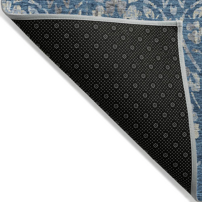 Blue Chantille ACN868 9x12 rug by Start2Finish, showcasing soft textured surface and intricate pattern on a neutral background.