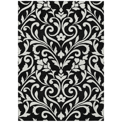 Black Chantille ACN875 rug by Start2Finish, 9 by 12 feet, featuring a textured pattern and soft woven surface.