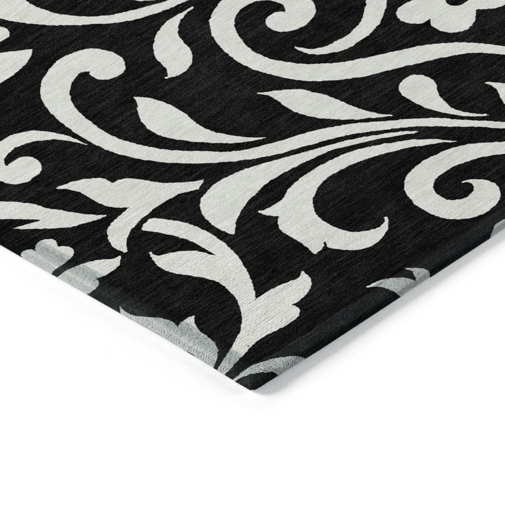 Start2Finish Chantille ACN875 black 8x10 rug with intricate woven pattern, soft texture, and bold border design.