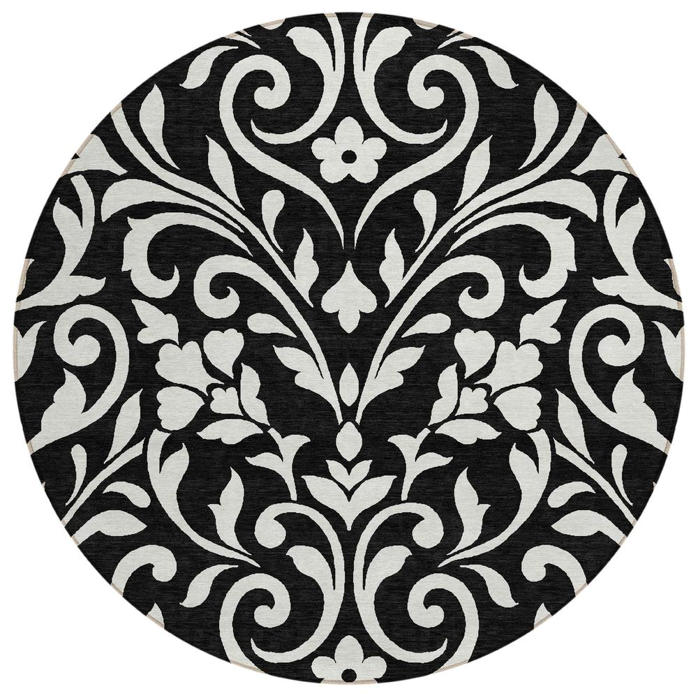 Start2Finish black Chantille ACN875 8x8 rug with intricate pattern, plush texture, and modern design for living spaces.