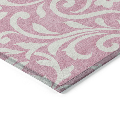 Start2Finish Chantille ACN875 pink rug, 10x14 feet, soft and plush with intricate pattern, ideal for living rooms or bedrooms.