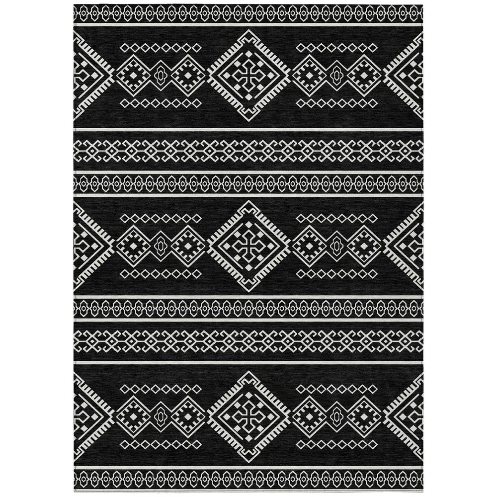 Start2Finish Chantille ACN901 black 5x7.5 rug with intricate pattern, plush texture, and soft pile for cozy living spaces.