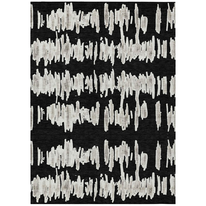 Start2Finish Chantille ACN905 black rug, 9x12 feet, with intricate woven pattern and plush texture, suitable for living rooms or bedrooms.
