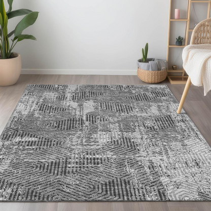 Gray Chantille ACN912 8x10 rug by Start2Finish with intricate pattern, plush texture, and soft pile for living room or bedroom decor.