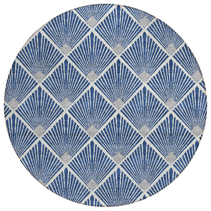 Start2Finish Chantille ACN914 blue 8x8 rug featuring a soft, patterned fabric with a plush texture and decorative border.