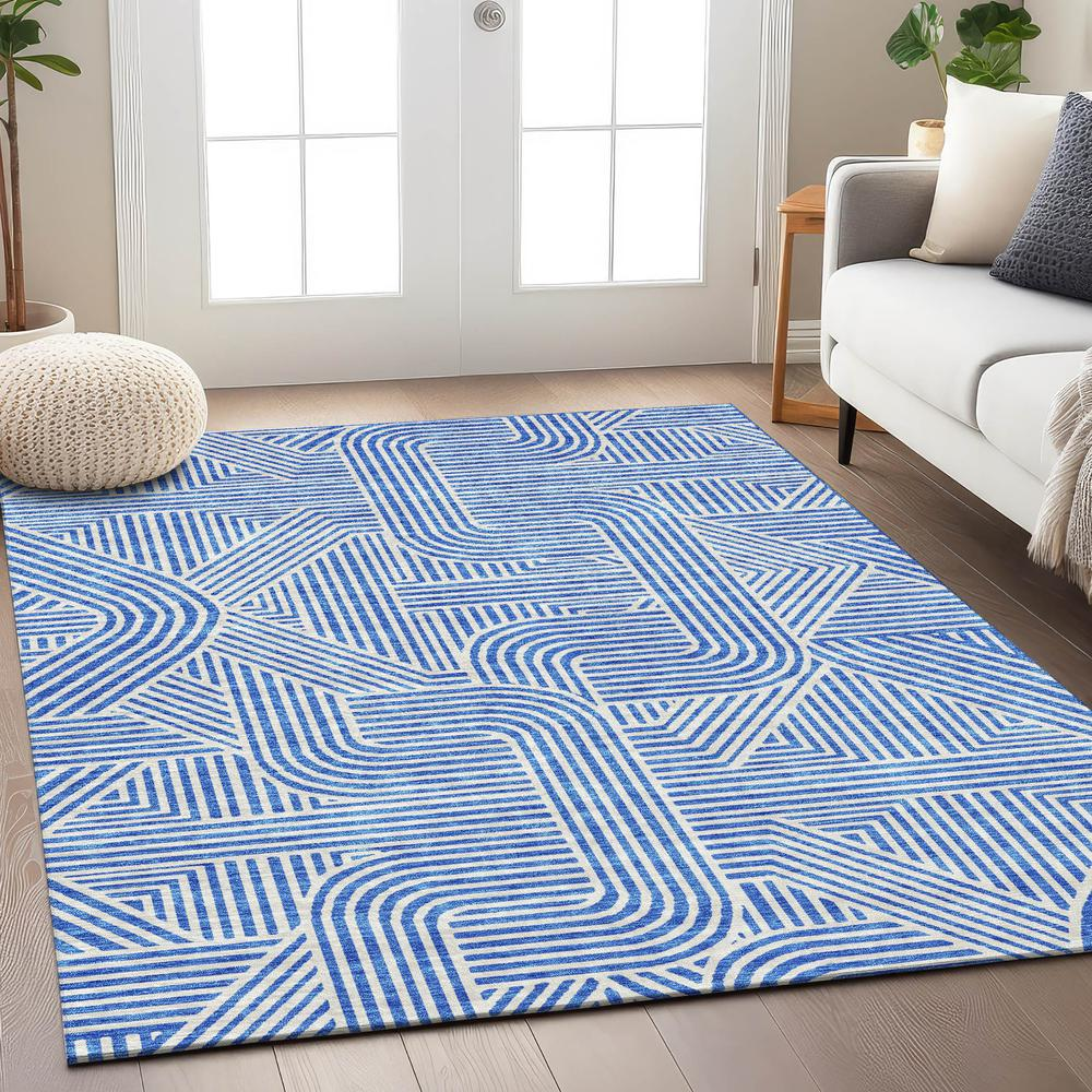 Start2Finish Chantille ACN917 blue 9x12 rug with soft, plush texture and intricate pattern, ideal for living room or bedroom decor.