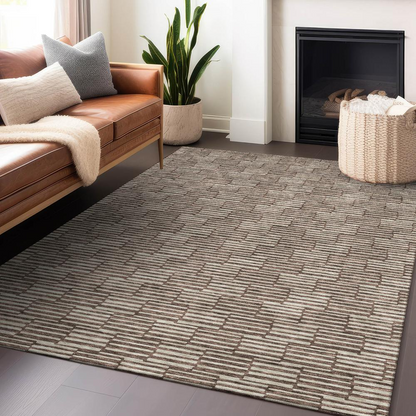Start2Finish Chantille ACN918 brown 8x10 rug with intricate woven pattern and plush texture, ideal for living room or bedroom decor.