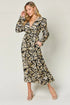 Pear Daisy double take full size tie-back flounce sleeve dress, featuring stylish sleeves and a flattering fit for home or garden wear.