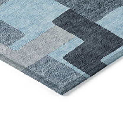 Start2Finish Chantille ACN955 blue 9x12 rug with intricate pattern, soft texture, and durable construction for living room decor.