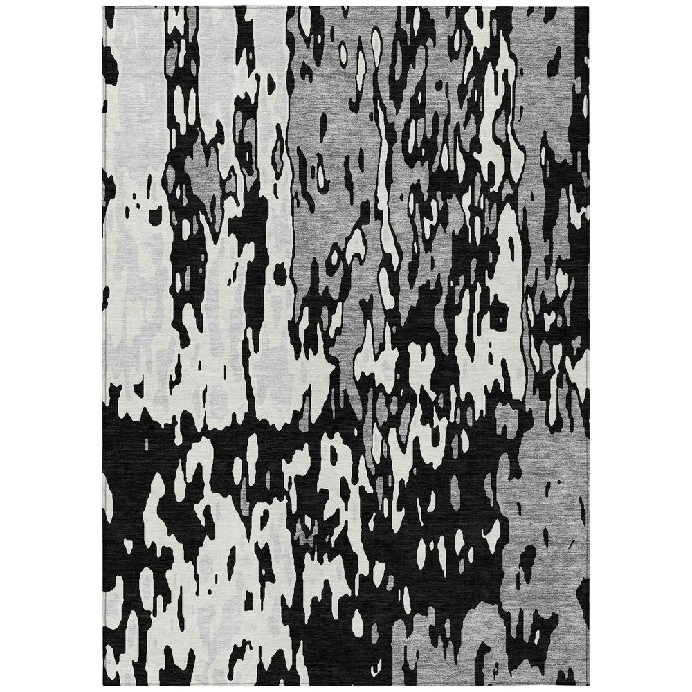 Start2Finish Chantille ACN957 black 8x10 rug with intricate pattern and plush texture, suitable for modern or traditional decor.