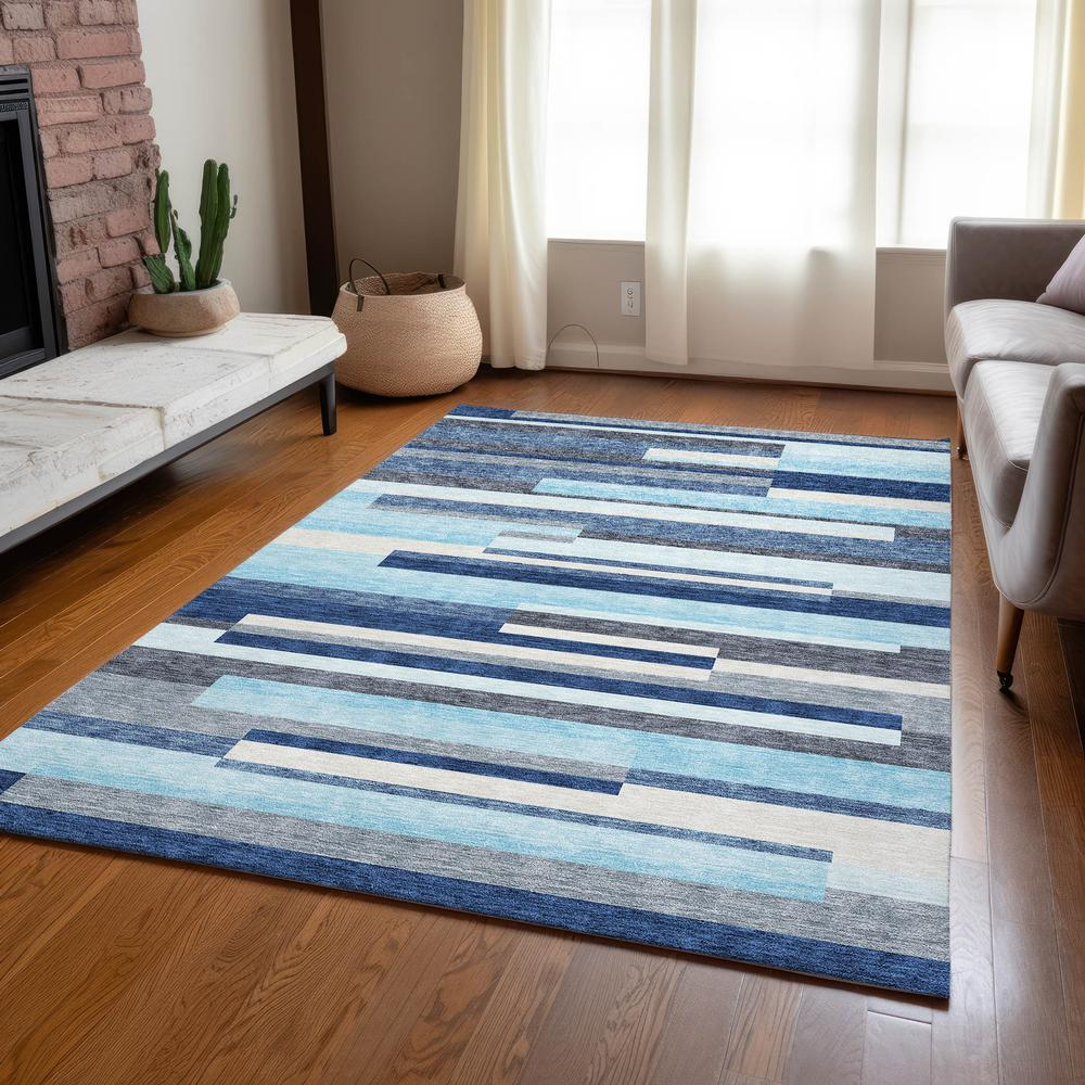Start2Finish Chantille ACN956 blue 8x10 rug with intricate pattern and soft texture, ideal for living room or bedroom decor.