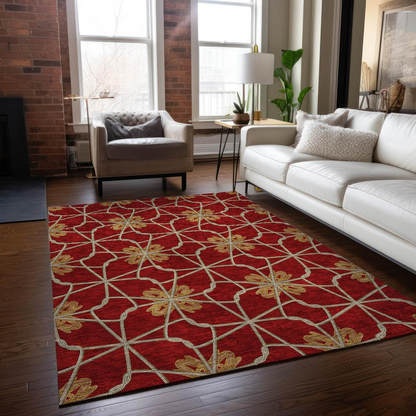 Start2Finish Chantille ACN958 orange 10x14 rug with intricate pattern and soft texture, suitable for living room or bedroom decor.