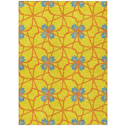 Start2Finish Chantille ACN958 gold 10x14 rug with intricate pattern and plush texture, perfect for living room or bedroom decor.