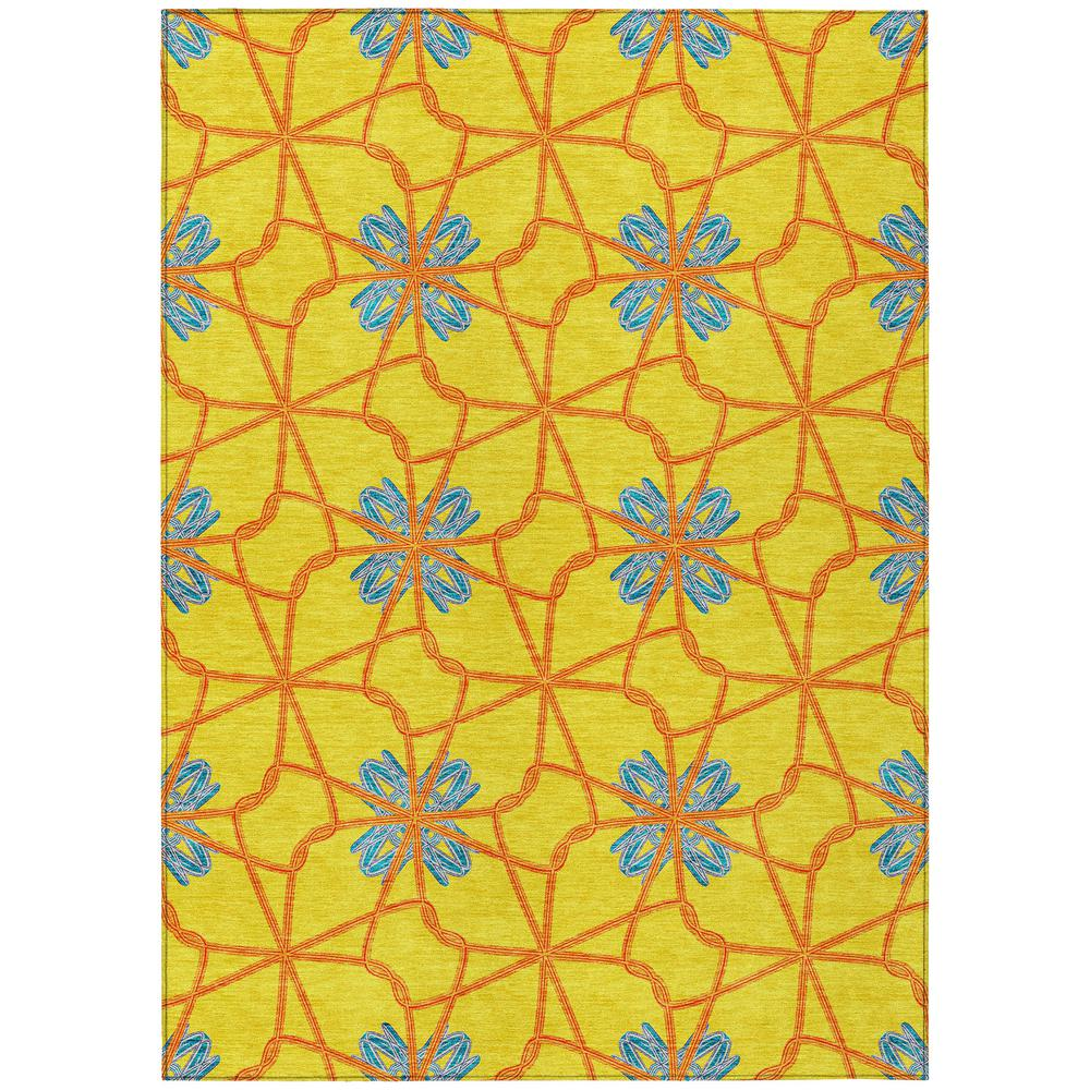 Start2Finish Chantille ACN958 Gold 9x12 rug with intricate patterns and a plush texture in a warm gold color.
