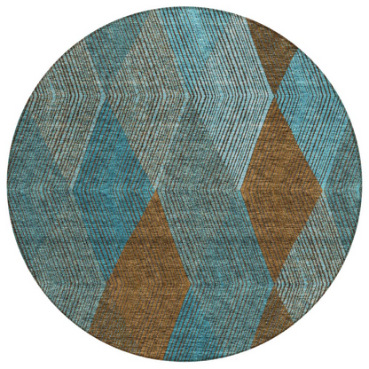 Start2Finish Chantille ACN962 teal 8x8 rug with intricate pattern, soft texture, and vibrant color, perfect for modern home decor.