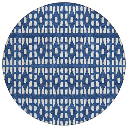 Start2Finish Chantille ACN963 blue 8x8 rug with soft, plush texture and intricate pattern, suitable for living room or bedroom decor.