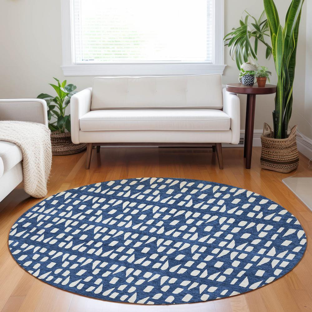 Start2Finish Chantille ACN963 blue 8x8 rug with intricate pattern, soft texture, and plush pile for stylish home decor.