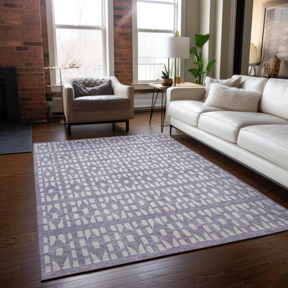Start2Finish Chantille ACN963 purple rug featuring a 10x14-foot size with intricate patterns and plush texture.