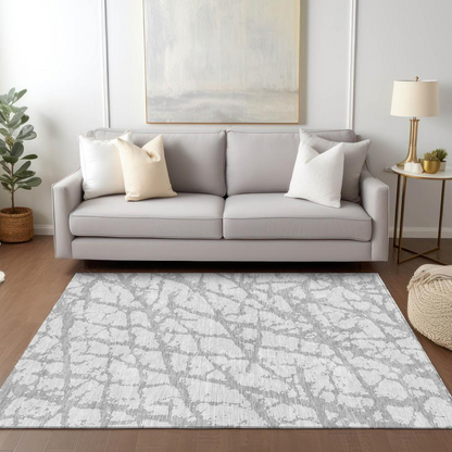Gray Chantille ACN972 9x12 rug by Start2Finish, showing soft textured fabric and contemporary design on a neutral floor.