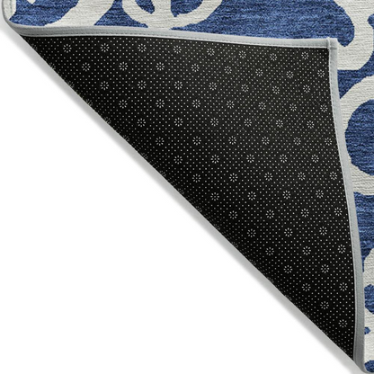 Start2Finish Chantille ACN973 blue 8x10 rug with intricate pattern, soft texture, and vibrant color, ideal for living room or bedroom decor.