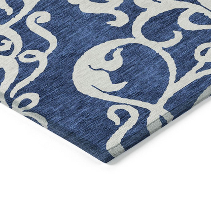Start2Finish Chantille ACN973 blue 8x10 rug with intricate pattern and soft texture, suitable for living rooms or bedrooms.
