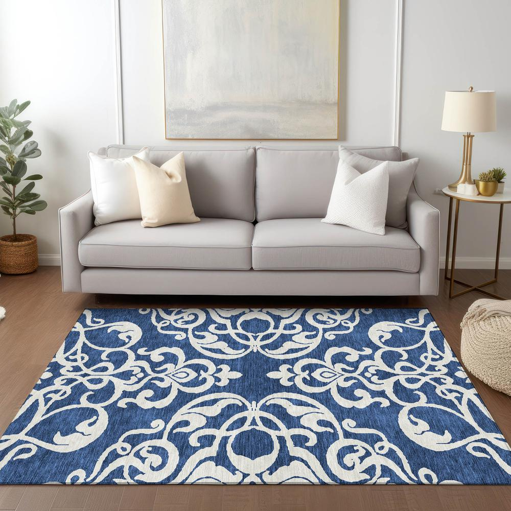 Start2Finish Chantille ACN973 blue 8x10 rug with intricate patterns and soft texture, suitable for living room or bedroom decor.