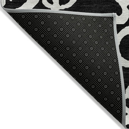 Start2Finish black Chantille ACN973 10x14 rug with intricate pattern, soft texture, and modern design for living room decor.