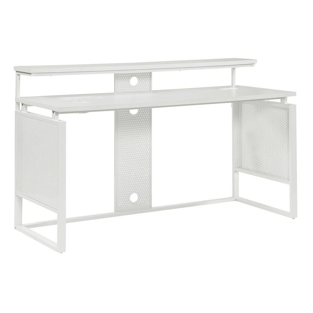 Start2Finish Ace 60-inch white desk with hutch, featuring a white frame and spacious workspace for home or office use.