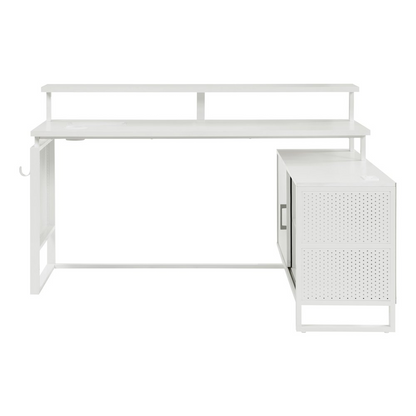 Start2Finish Ace L-shape desk with white top and frame, 60x50 inches, ideal for home office or workspace.