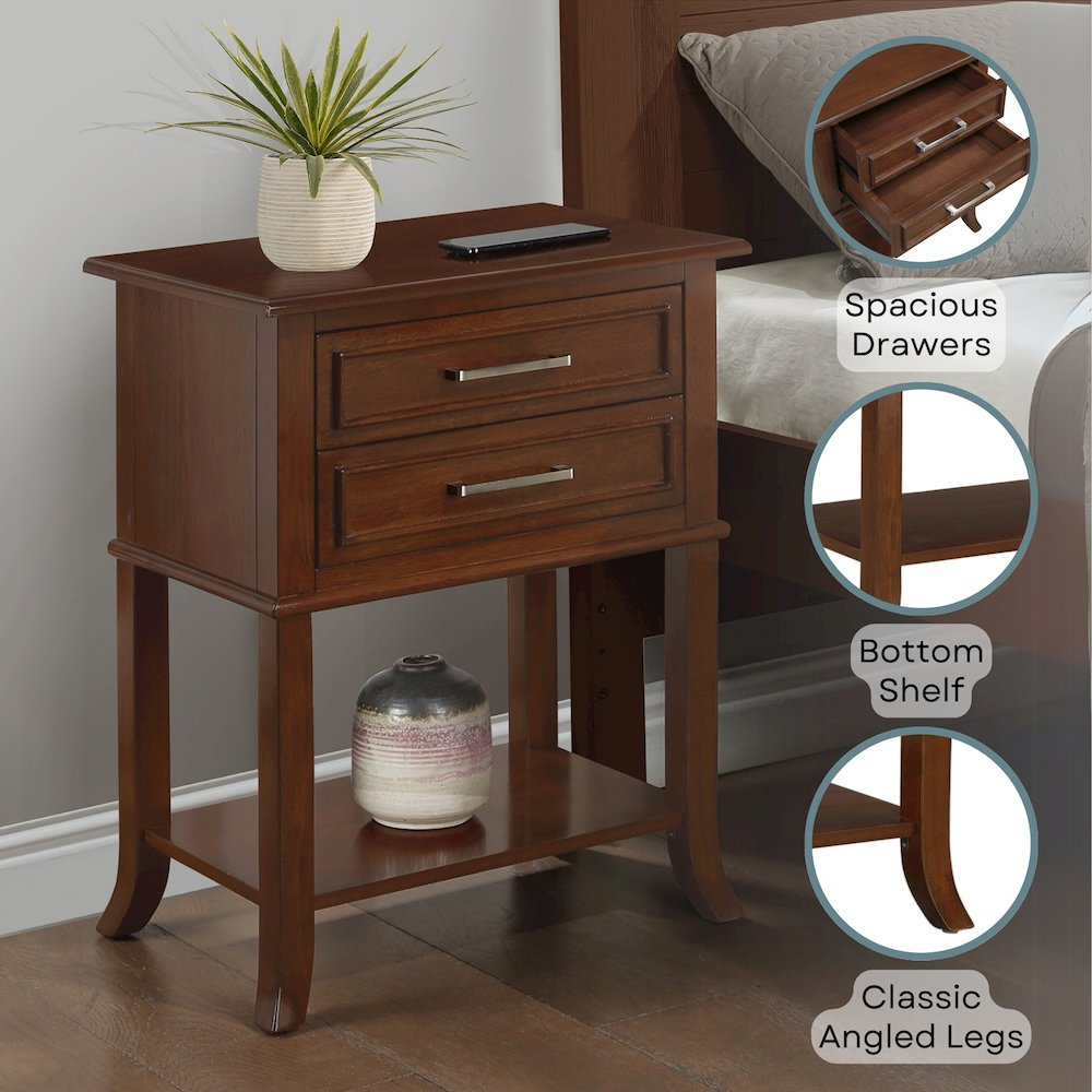 Start2Finish Sydney 2 Drawer Entryway Hall Table with Shelf, showcasing a modern wooden console with drawers and a lower shelf.
