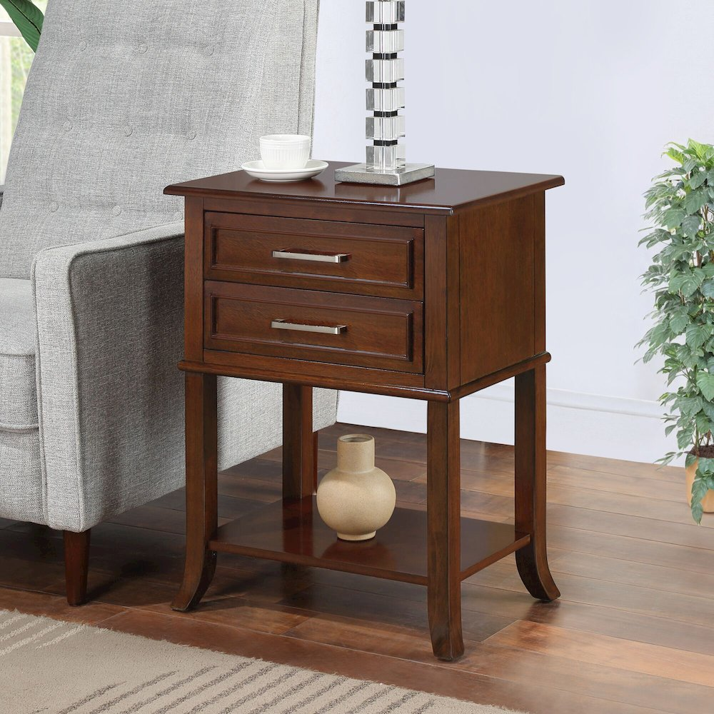 Sydney 2-drawer entryway hall table with shelf by Start2Finish, featuring a sleek wood finish and modern design.