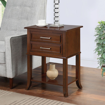 Sydney 2-drawer entryway hall table with shelf by Start2Finish, featuring a sleek wood finish and modern design.