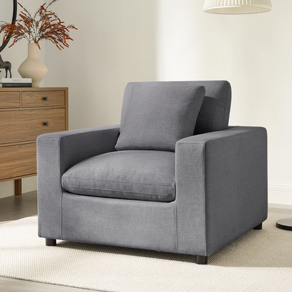 Start2Finish Casella Modern Armchair in charcoal with plush upholstery and sleek design, ideal for contemporary living spaces.