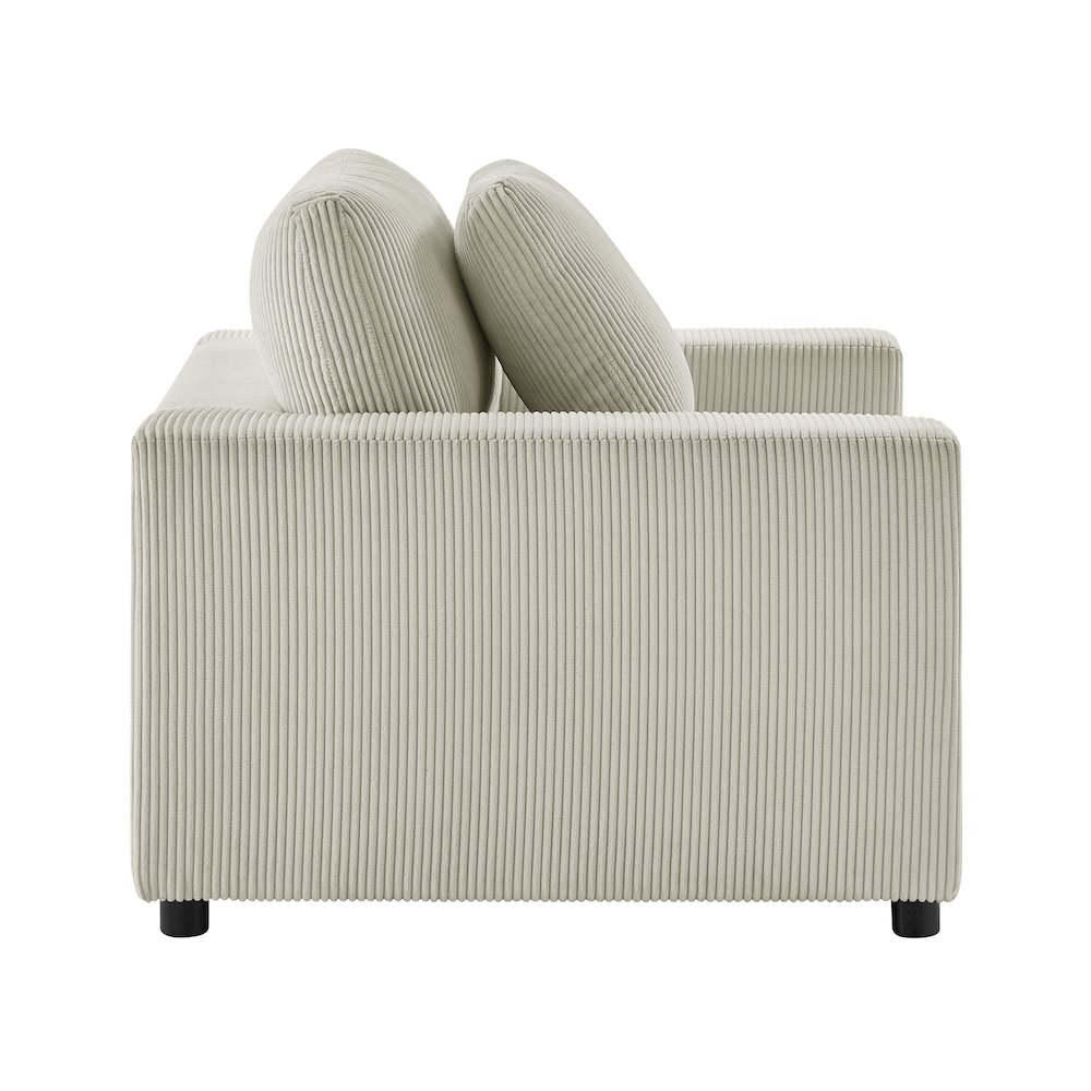 Casella modern beige corduroy armchair by Start2Finish, showcasing plush upholstery and sleek furniture design.