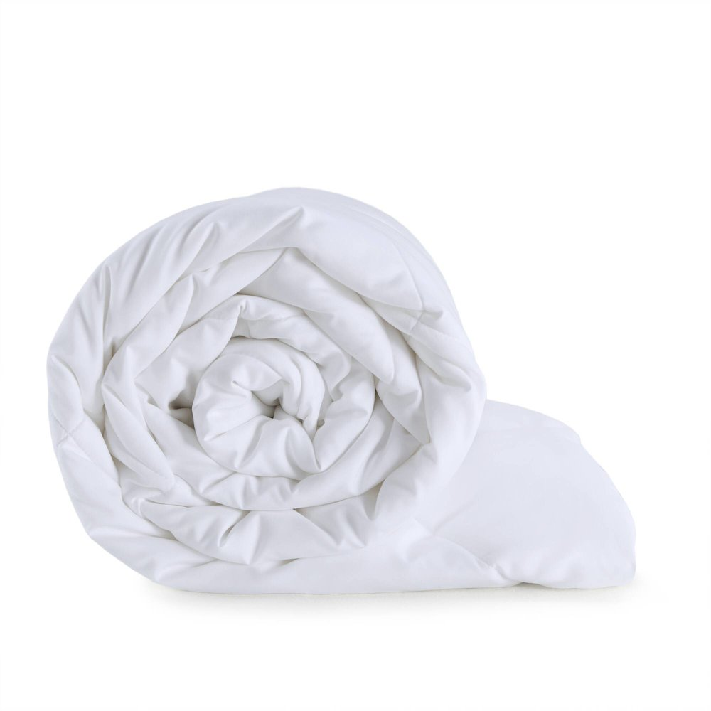 Start2Finish cooling touch oversized down alternative comforter in white, plush and lightweight bedding for restful sleep.