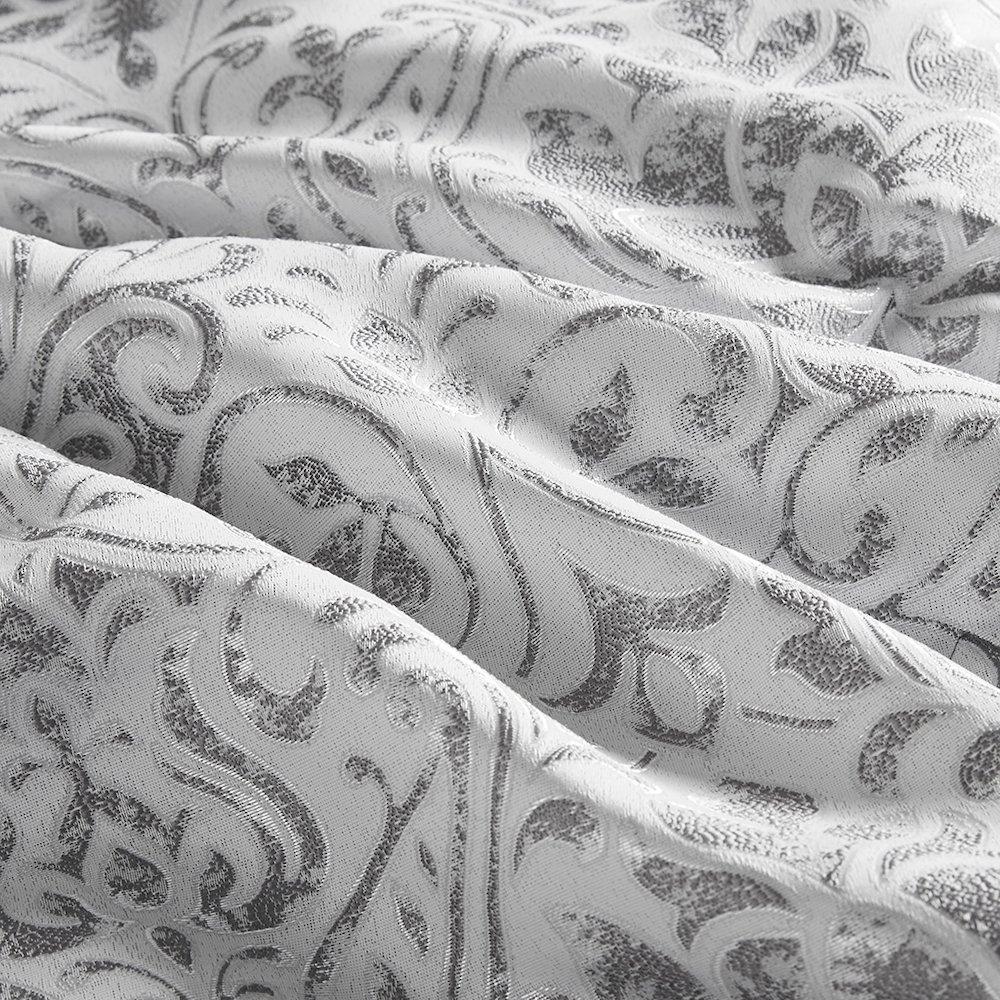Start2Finish 12-piece Jacquard comforter set with matching bed sheets, featuring intricate woven patterns and soft fabric.
