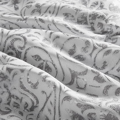 Start2Finish 12-piece Jacquard comforter set with matching bed sheets, featuring intricate woven patterns and soft fabric.