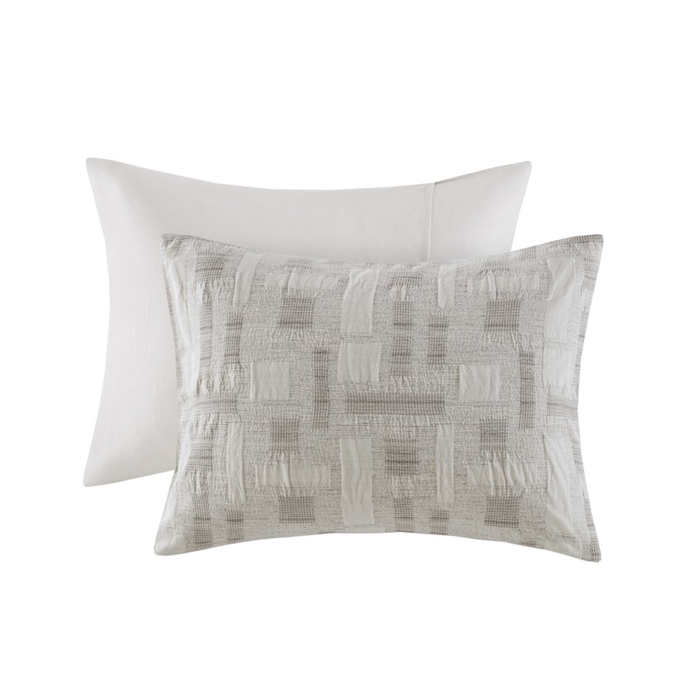 Start2Finish Cairo 3-piece ivory cotton jacquard comforter bedding set, featuring intricate textured patterns and a soft, luxurious appearance.