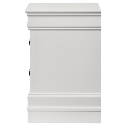 White Louis Philippe 2-drawer nightstand from Start2Finish, featuring a classic bedside table with smooth finish and elegant design.