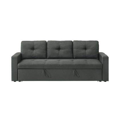 Dark gray fabric sleeper sofa with tufted cushions, 83.5 inches wide, by Start2Finish, featuring a modern design and plush seating.