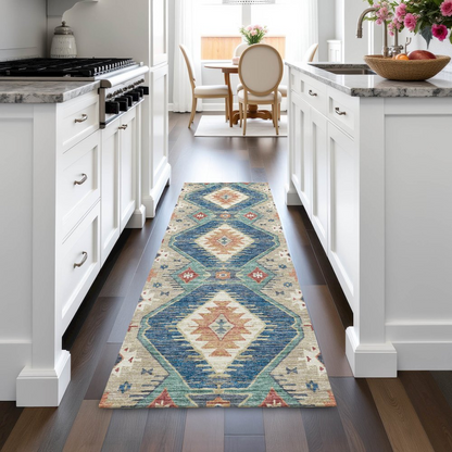 Start2Finish navy chantille indoor/outdoor runner rug, machine washable, 2&