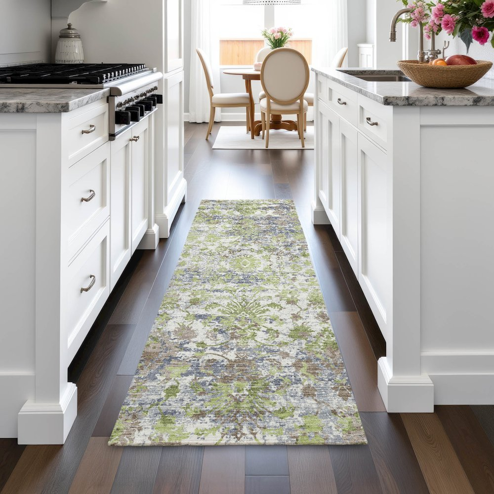 Start2Finish indoor/outdoor Chantille Aloe runner rug, machine washable, 2&