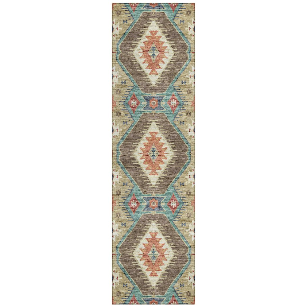 Start2Finish Machine Washable Khaki Chantille Indoor/Outdoor Runner Rug, 2&
